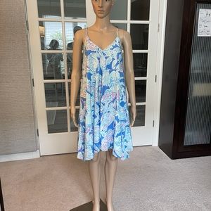 Lilly Pulitzer 100% silk Clara dress bay blue Sz M
